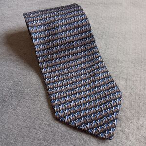 Dani Moda Maschile 100% Silk Hand Made Geometric Tie Blue Brown Black Necktie